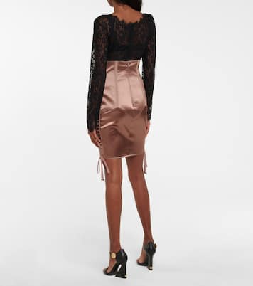 Mini-jupe à taille haute en satin | Dolce&Gabbana