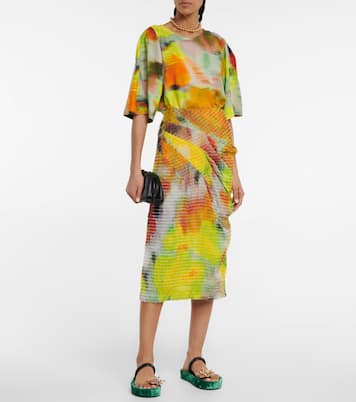 Fringe-trimmed printed high-rise midi skirt | Dries Van Noten