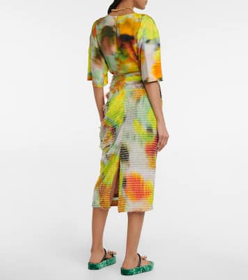 Fringe-trimmed printed high-rise midi skirt | Dries Van Noten