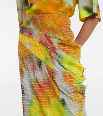 Fringe-trimmed printed high-rise midi skirt | Dries Van Noten