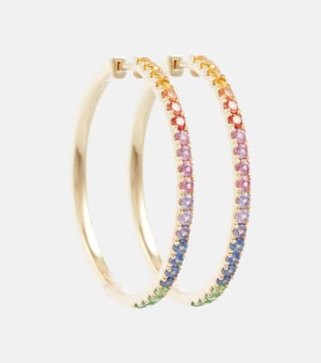 Argollas Giant Rainbow Orb de oro de 14 ct con zafiros y tsavoritas | Robinson Pelham