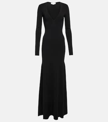 Abito lungo in maglia con scollo a V | Victoria Beckham