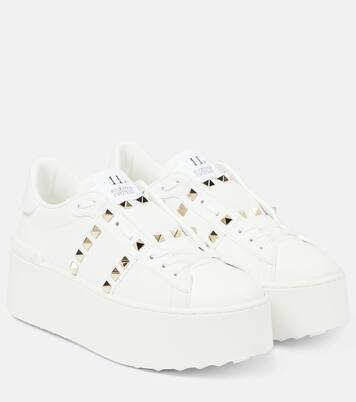 Rockstud platform leather sneakers | Valentino Garavani