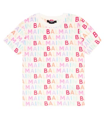 Camiseta de algodón estampada con logo | Balmain Kids