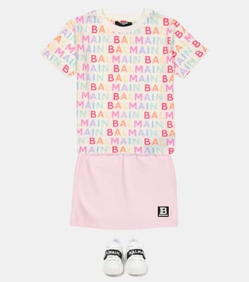 Camiseta de algodón estampada con logo | Balmain Kids