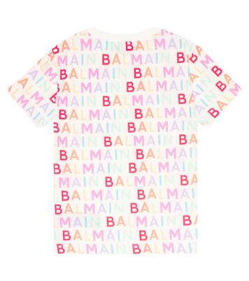 Camiseta de algodón estampada con logo | Balmain Kids