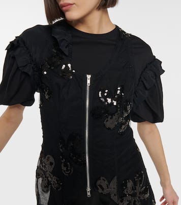 Sequined zip-up tulle top | Simone Rocha