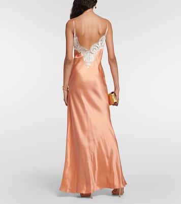 Maxikleid Danseurs aus Seide mit Spitze | SIR