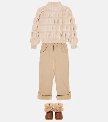 Hose Jour aus Baumwolle mit Faux Fur | Donsje
