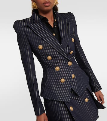 Blazer de denim con rayas de Lurex® | Balmain