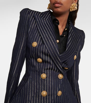 Blazer de denim con rayas de Lurex® | Balmain