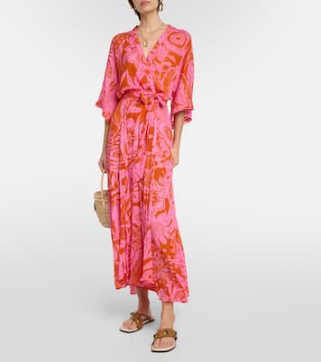 Vestido largo envolvente Adha floral | Poupette St Barth