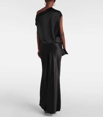 Draped one-shoulder silk top | The Sei