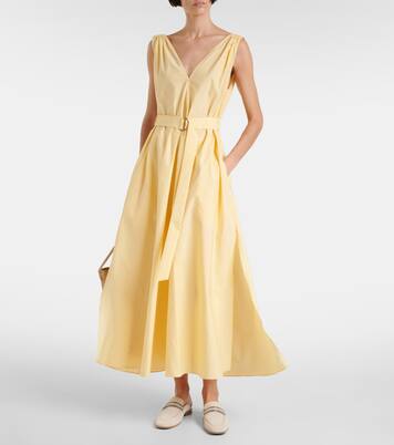 Vestido midi de popelín de mezcla de algodón | Brunello Cucinelli