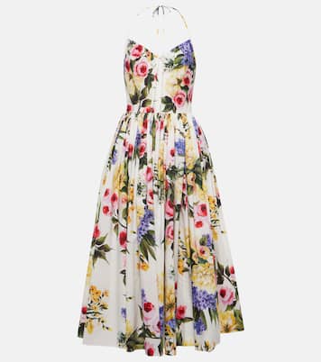 Robe midi en coton à fleurs | Dolce&Gabbana