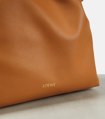 Flamenco Large leather clutch in brown Loewe Mytheresa