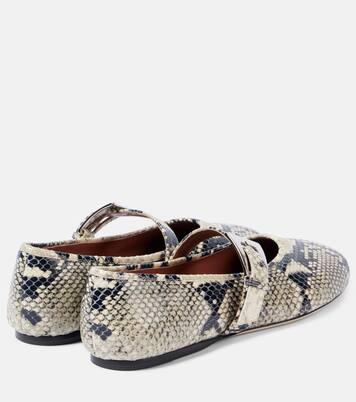 Sveva snake-effect leather Mary Jane flats | Paris Texas