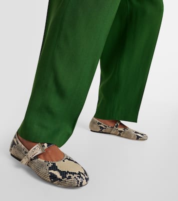 Sveva snake-effect leather Mary Jane flats | Paris Texas