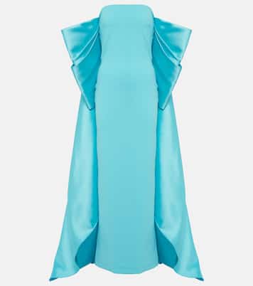 Kyla caped twill and crêpe gown | Solace London