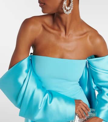 Kyla caped twill and crêpe gown | Solace London
