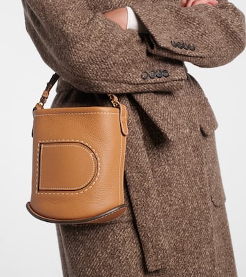 Bucket-Bag Pin Surpiqué Mini aus Leder | Delvaux
