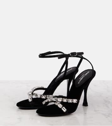 Crystal-embellished satin sandals | Dolce&Gabbana