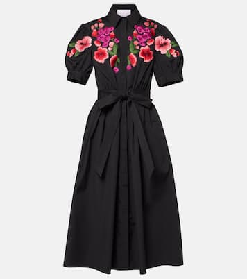 Abito chemisier in misto cotone con ricamo | Carolina Herrera