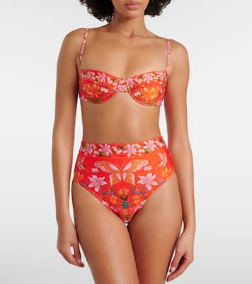 Printed high-rise bikini bottoms | Farm Rio