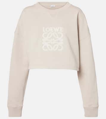 Sudadera cropped de algodón con anagrama | Loewe