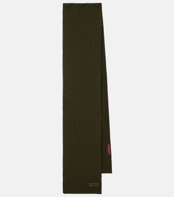 Logo ribbed-knit wool scarf | Gucci