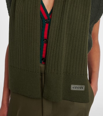 Logo ribbed-knit wool scarf | Gucci