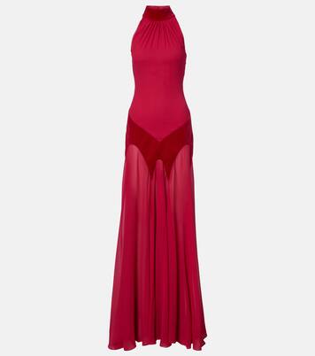 Velvet-trimmed silk georgette gown | McQueen