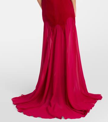 Velvet-trimmed silk georgette gown | McQueen