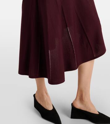 Vestido midi asimétrico de lana plisado | Alaïa