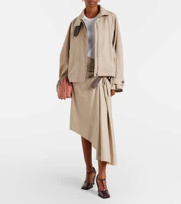 Leather-trimmed cotton and silk jacket | Loewe