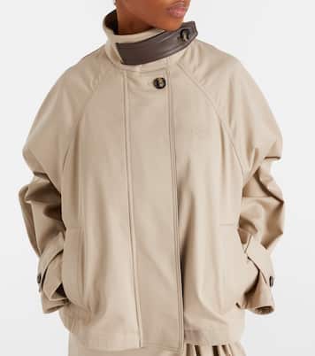 Leather-trimmed cotton and silk jacket | Loewe