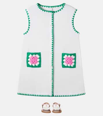 Kleid aus einem Baumwollgemisch mit Häkelstrick | Zimmermann Kids