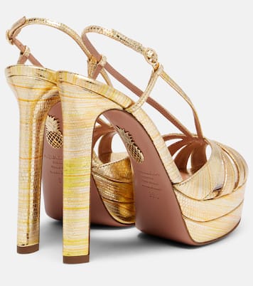 Aimée 130 metallic leather platform sandals | Aquazzura