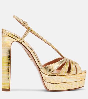 Aimée 130 metallic leather platform sandals | Aquazzura