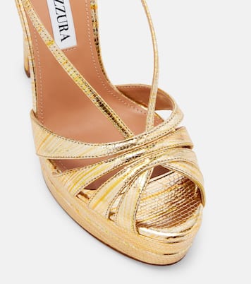 Aimée 130 metallic leather platform sandals | Aquazzura