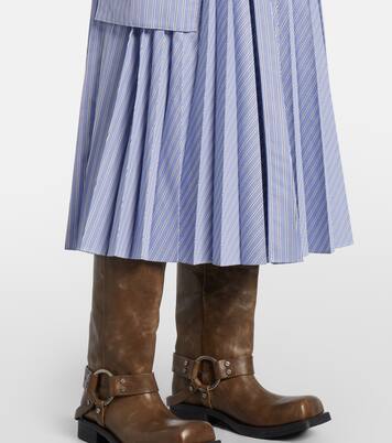 Striped cotton-blend midi skirt | Sacai