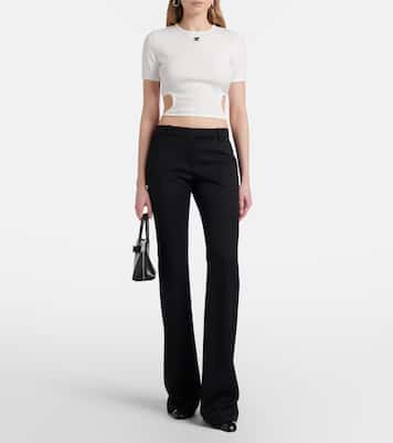 Logo cutout tie-back cotton crop top | Courrèges