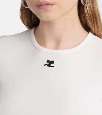 Logo cutout tie-back cotton crop top | Courrèges