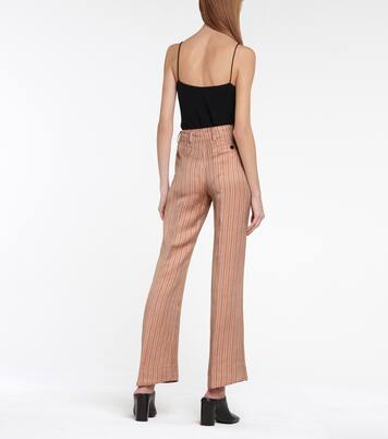 High-rise straight linen-blend pants | Acne Studios