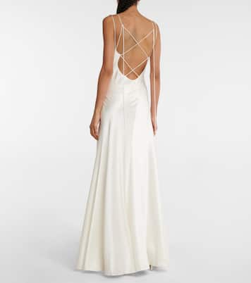 Robe longue de mariée Nadia en satin de soie | Roksanda