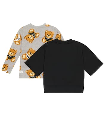 Felpa e T-shirt in cotone con stampa | Moschino Kids