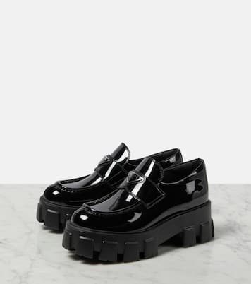 Monolith leather platform loafers | Prada