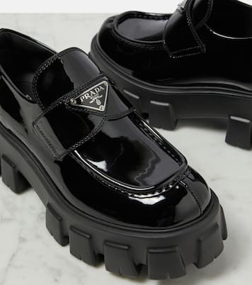 Monolith leather platform loafers | Prada