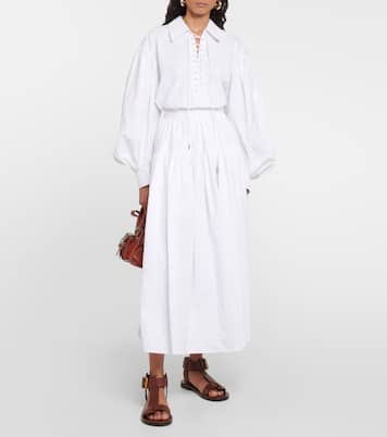 Jupe longue à taille mi-haute en coton | Chloé