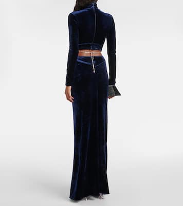 Crystal-embellished velvet maxi dress | Rabanne